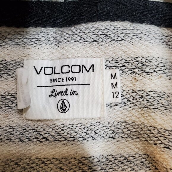 Volcom Coastal Stripped Hoodie Womens White Black Classic Emo Grunge Indie M - Picture 3 of 7